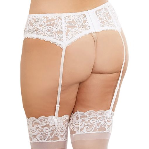 Dreamgirl Plus Size Stretch Lace Garter Belt White 144047  