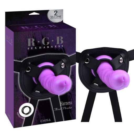 R.G.B. Harness and Purple Probe Strap On