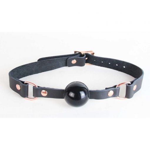 Leather Gag with Solid Rubber Ball - Rose Gold 141771