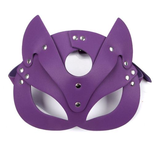 Faux Leather Kitty Mask in Purple