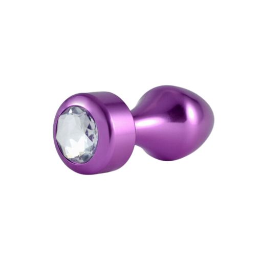 Purple Rosebud Metal Anal Plug with Gem 