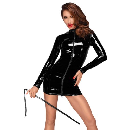 PVC Mini Dress With Black 2 Way Front Zipper - 8