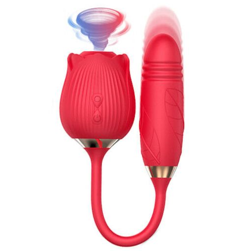 Rose Rechargeable Silicone Suction & Thruster Vibrator