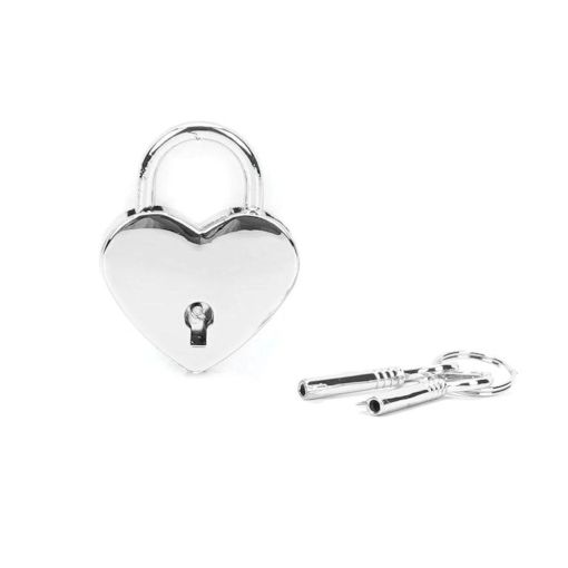 Silver Heart Shape Bondage Padlock 2 Piece 
