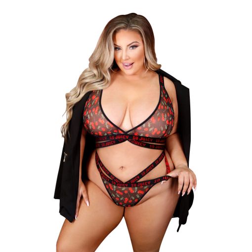 So Juicy Strappy Bralette & Panty 12-16 Red/Black