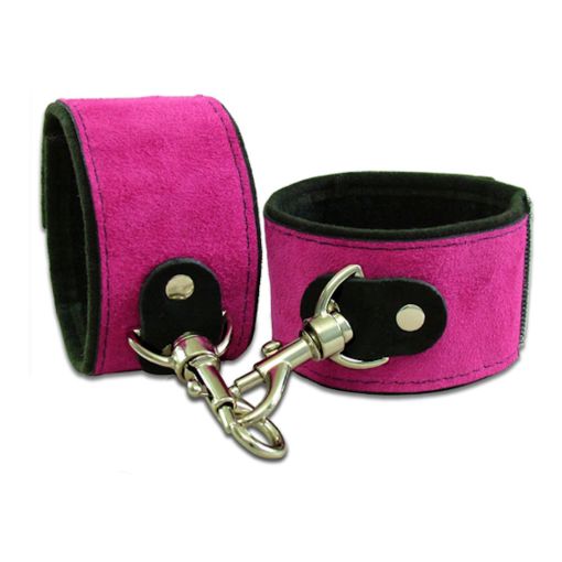 Wild Hide Pink Suede Velcro Cuffs