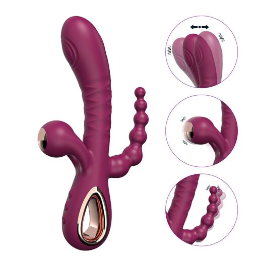 Aurora Love Maroon Triple Stimulation Rabbit Vibrator