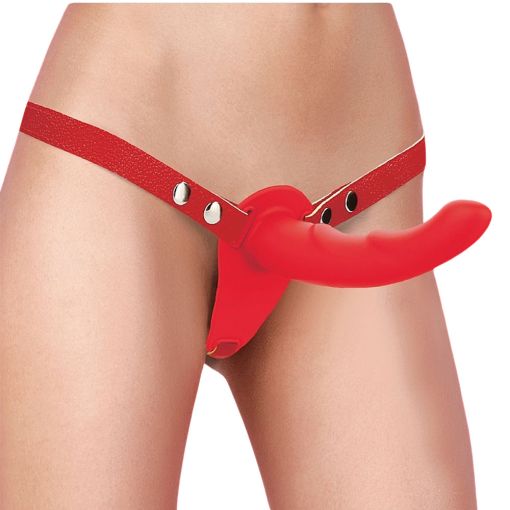 Ouch Silicone Ridged Red Rechargeable Strap-On