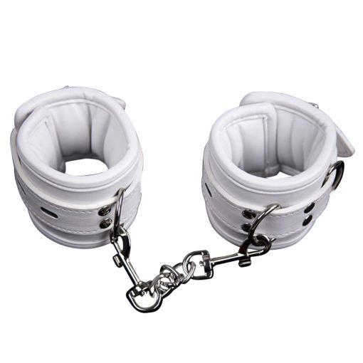 White Faux Leather Padded Handcuffs